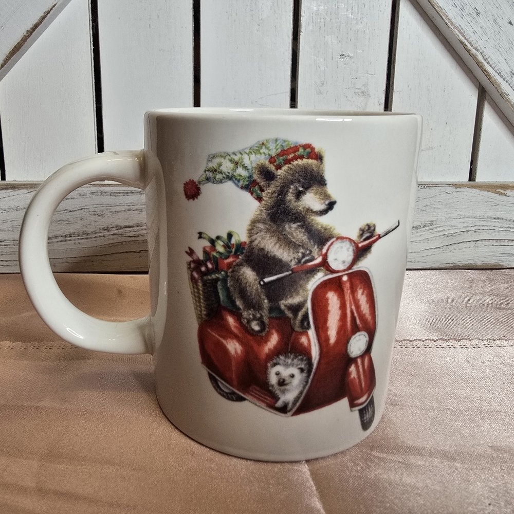 Christmas Bear On Scooter Coffee Mug